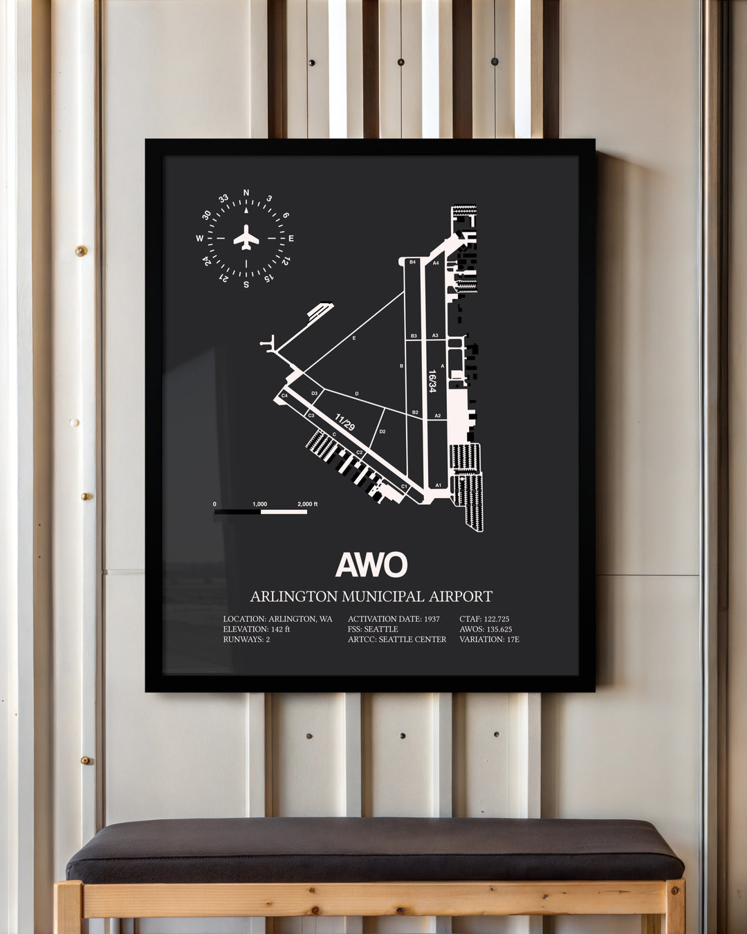 Frame color options for Arlington Municipal Airport Wall Art