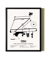 Framed Ohio State University Airport wall art poster in black frame