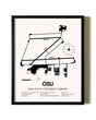 Framed Ohio State University Airport wall art poster in black frame