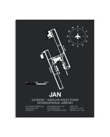 Gray Framed Jackson-Medgar Wiley Evers International Airport layout wall art poster