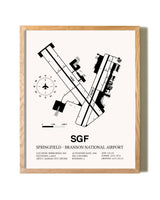 Springfield-Branson National Airport framed print in natural wood frame