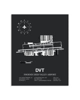 Gray Framed Phoenix Deer Valley Airport layout wall art poster