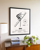 Graham Municipal Airport aviation wall décor in black wood frame