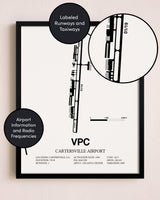 Framed Cartersville Airport layout wall art poster