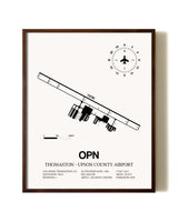 Thomaston-Upson County Airport aviation print in walnut frame