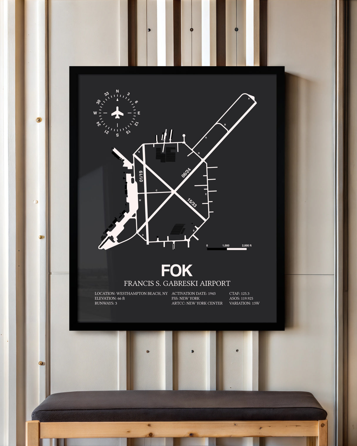 Frame color options for Francis S. Gabreski Airport Wall Art