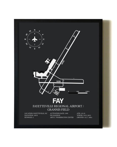 Unframed Fayetteville Regional Airport / Grannis Field map print poster