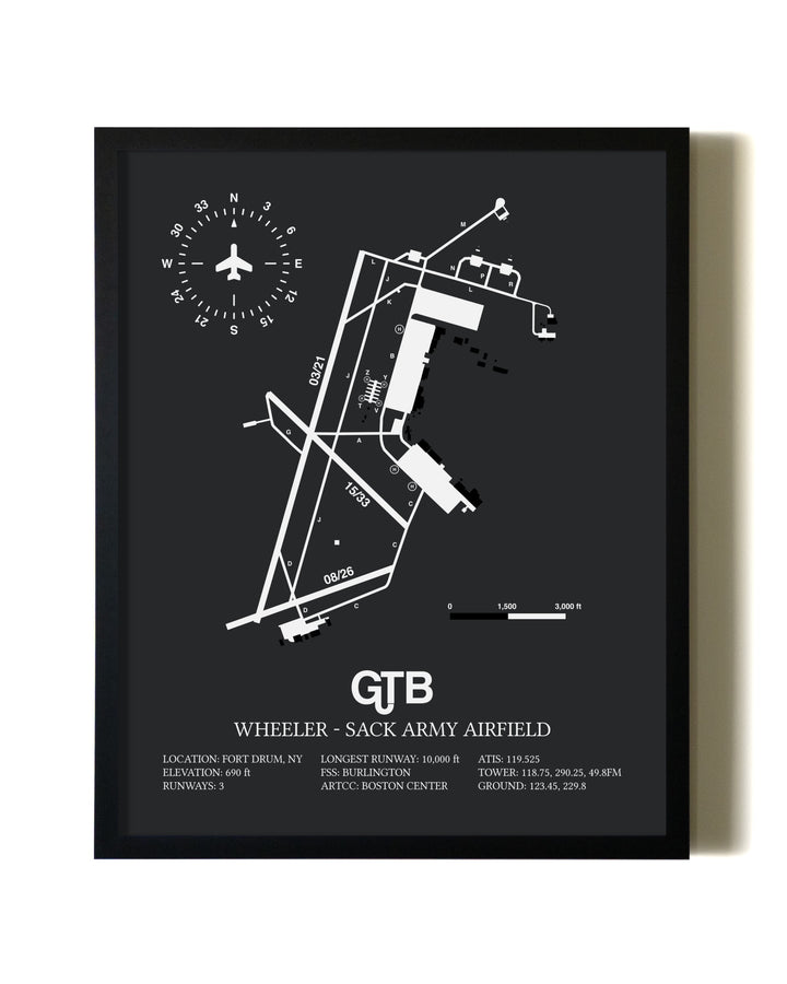 Unframed Wheeler-Sack Army Airfield map print poster
