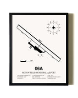 Framed Moton Field Municipal Airport wall art poster in black frame