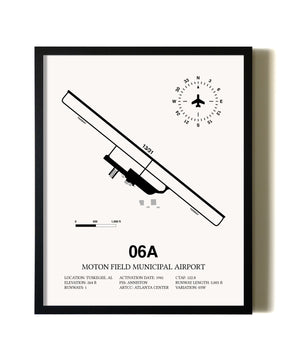 Framed Moton Field Municipal Airport wall art poster in black frame