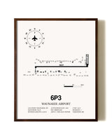 Waunakee Airport aviation print in walnut frame