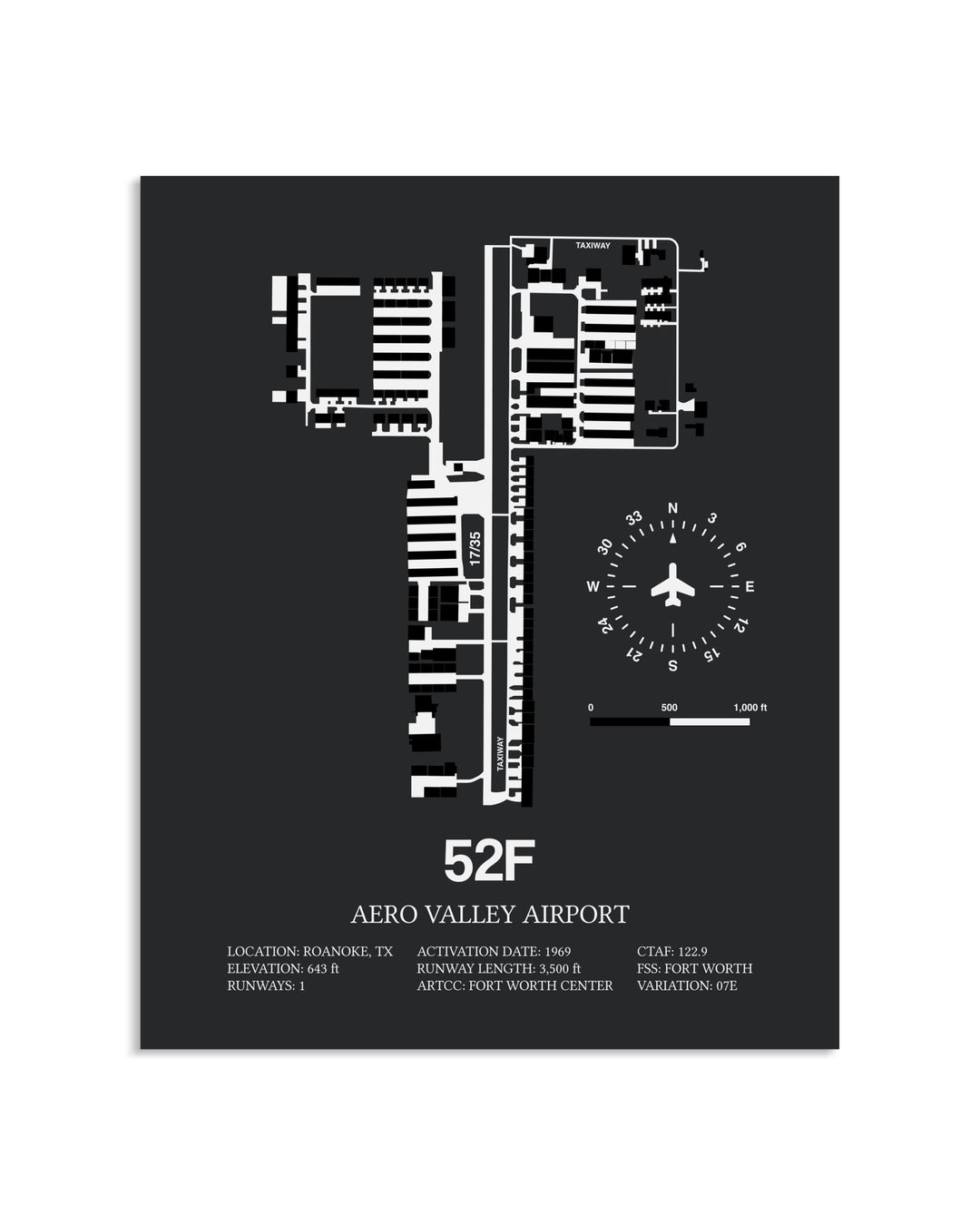 Gray Framed Aero Valley Airport layout wall art poster