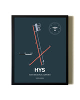 Slate Framed Hays Regional Airport wall art poster in black frame