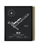 Unframed Ocean County Airport map print poster