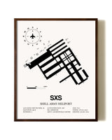 Shell Army Heliport aviation print in walnut frame