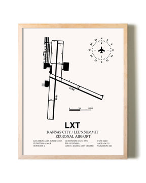Kansas City / Lee's Summit Regional Airport framed wall art in white frame
