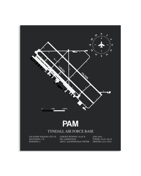 Gray Framed Tyndall Air Force Base layout wall art poster
