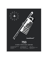 Gray Framed Stark's Twin Oaks Airpark layout wall art poster