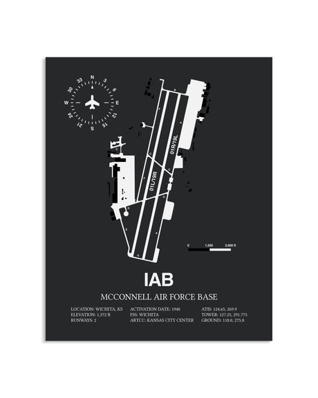 Gray Framed McConnell Air Force Base layout wall art poster