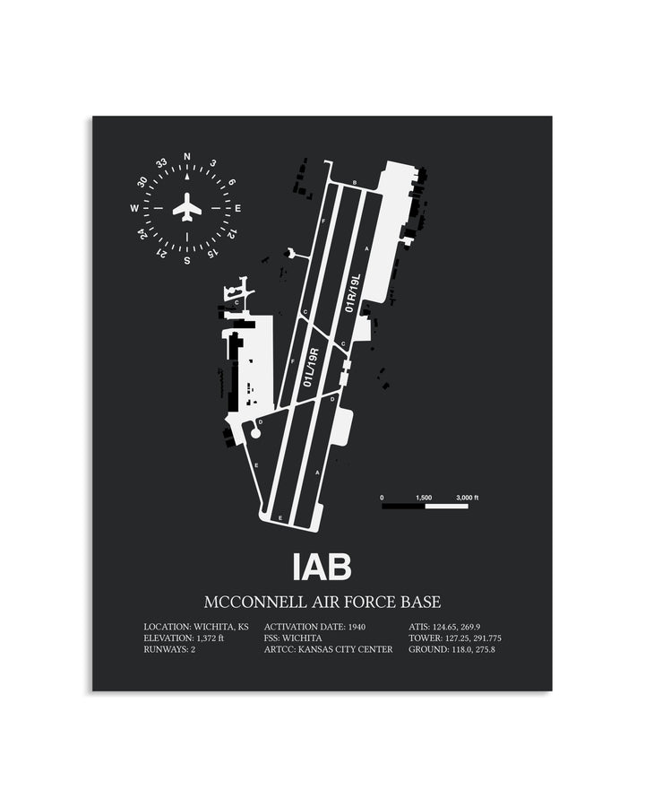 Gray Framed McConnell Air Force Base layout wall art poster