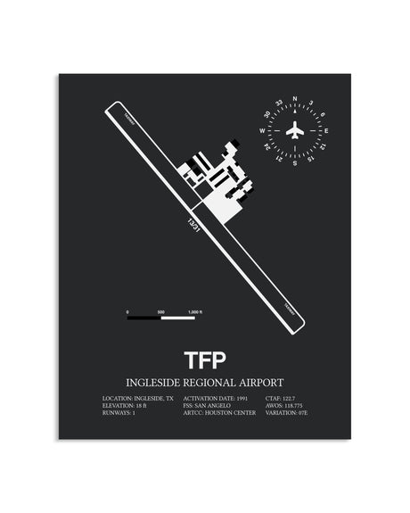 Gray Framed Ingleside Regional Airport layout wall art poster