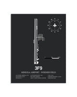 Gray Framed Mineola Airport - Wisener Field layout wall art poster