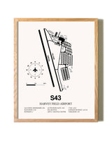 Harvey Field Airport framed print in natural wood frame