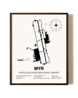 Myrtle Beach International Airport aviation print in walnut frame