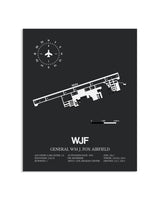 Gray Framed General William J. Fox Airfield layout wall art poster