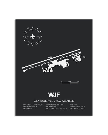 Gray Framed General William J. Fox Airfield layout wall art poster