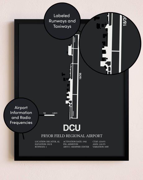 Pryor Field Regional Airport poster size comparison chart