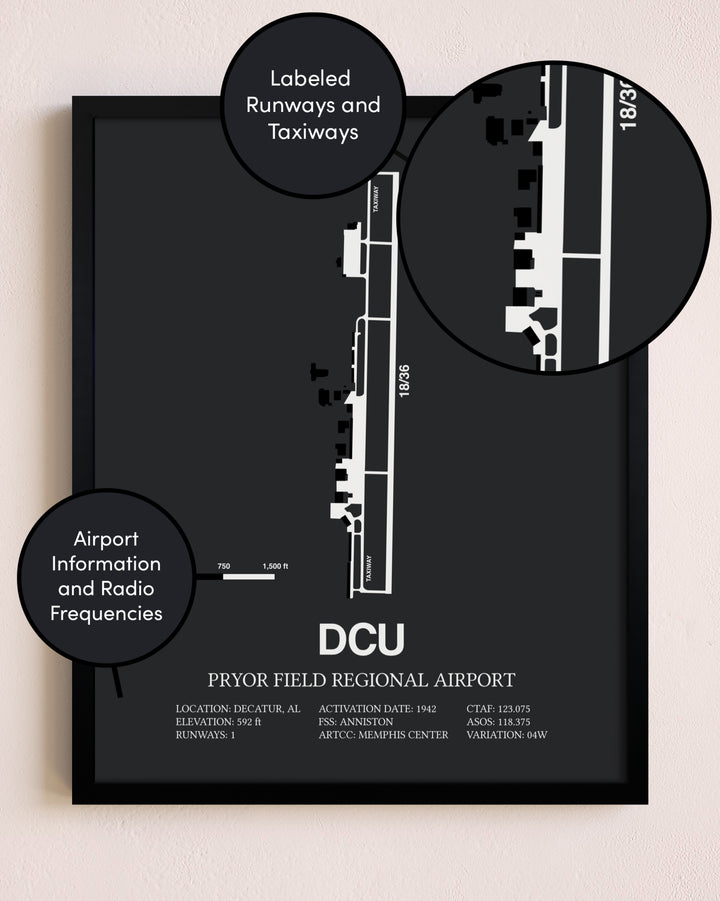 Pryor Field Regional Airport poster size comparison chart