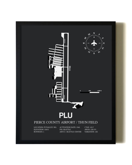 Unframed Pierce County Airport / Thun Field map print poster