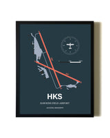 Slate Framed Hawkins Field Airport wall art poster in black frame