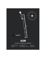 Gray Framed Austin Municipal Airport layout wall art poster
