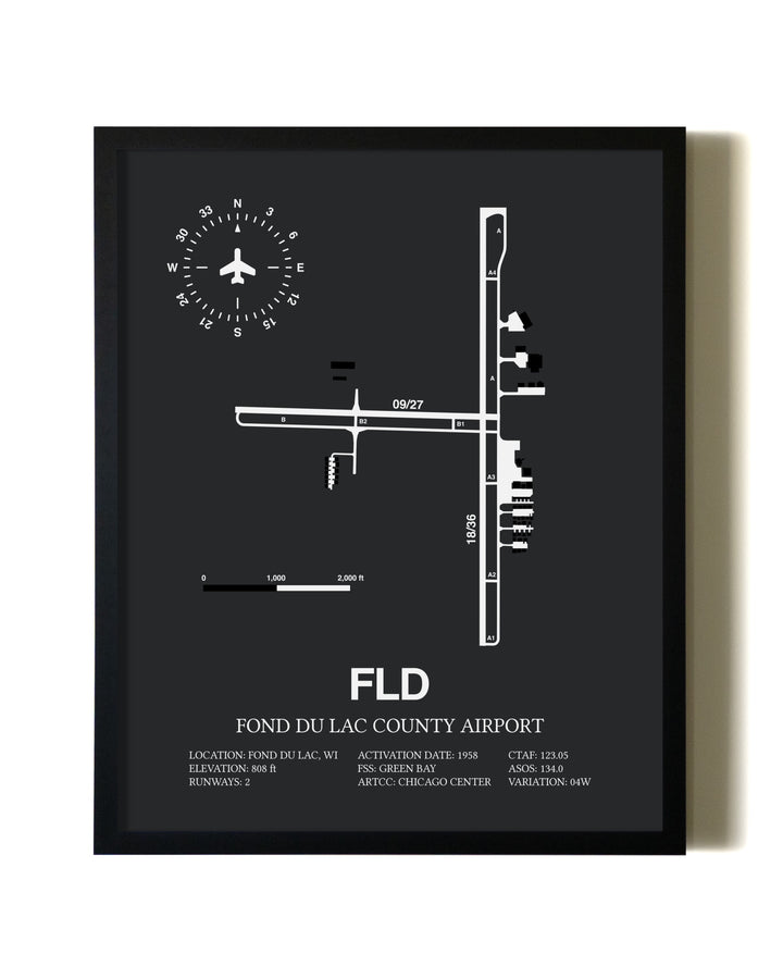 Unframed Fond Du Lac County Airport map print poster