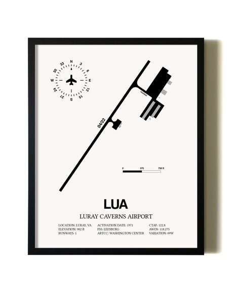 Framed Luray Caverns Airport wall art poster in black frame