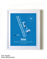 Northwest Arkansas National Airport framed wall art in white frame with mat