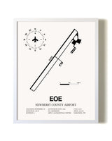 Newberry County Airport airport map poster in oak frame