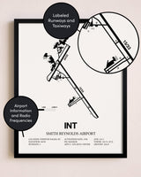 Framed Smith Reynolds Airport layout wall art poster