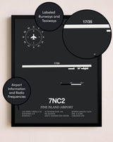 Pine Island Airport poster size comparison chart