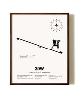 Downtown Airport aviation print in walnut frame