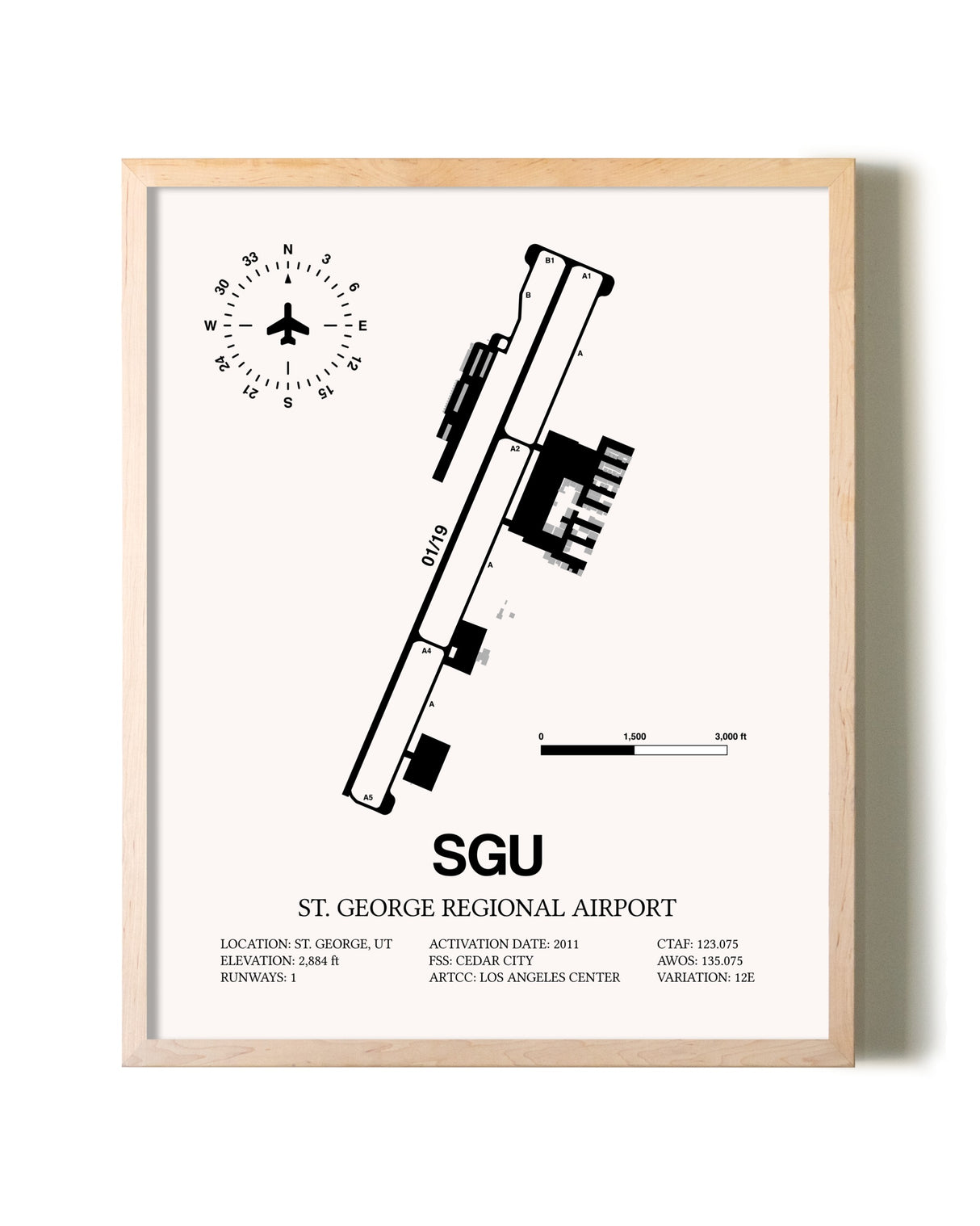 St. George Regional Airport framed wall art in white frame