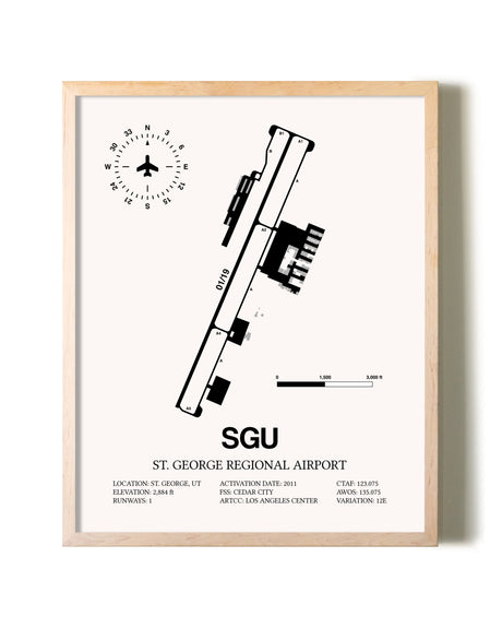 St. George Regional Airport framed wall art in white frame