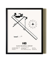Framed Range Regional Airport wall art poster in black frame