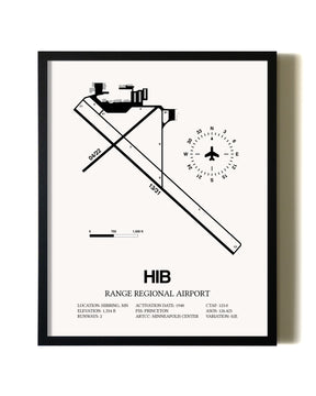 Framed Range Regional Airport wall art poster in black frame