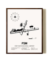 Fort Smith Regional Airport aviation print in walnut frame
