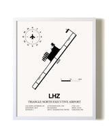 Triangle North Executive Airport airport map poster in oak frame