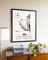 Arlington Municipal Airport aviation wall décor in black wood frame