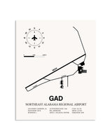 Gray Northeast Alabama Regional Airport framed poster displayed in an airplane hangar